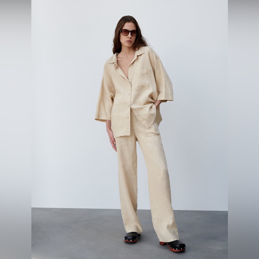 Zara linen shirt and pants set
